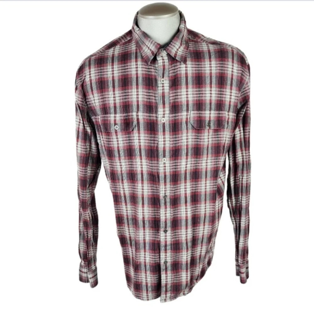 Kuhl Button Front Shirt Long Sleeve Plaid Red Black Cream Size  XL